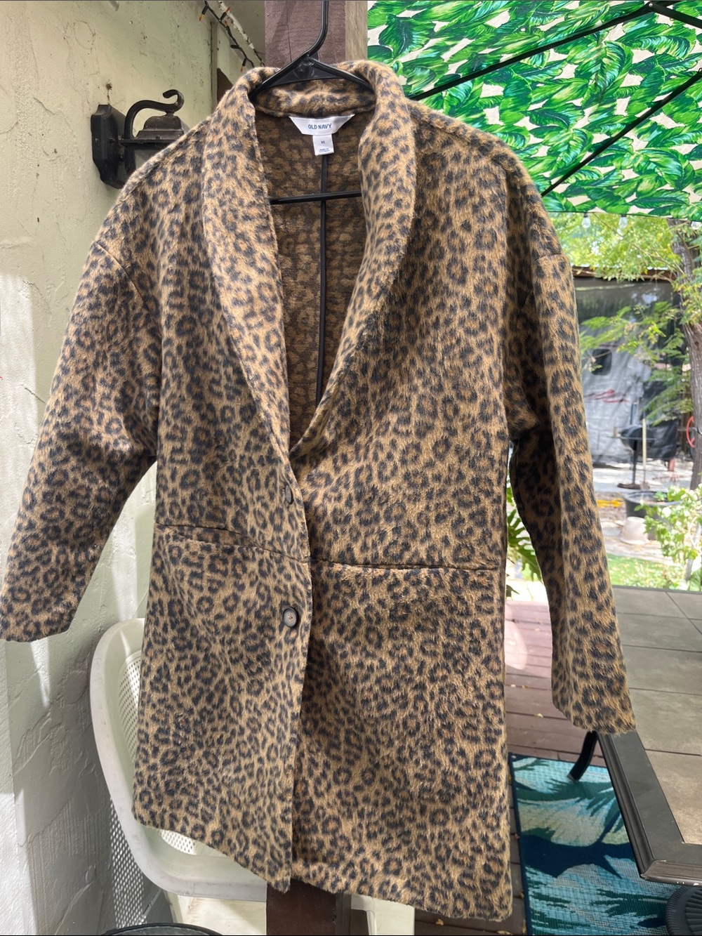 Old Navy Leopard Print Longline Coat NWOT Size Small
